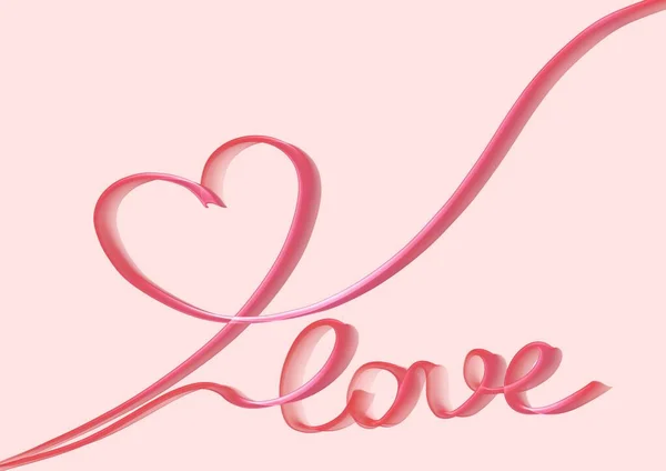 Palavra Amor Inscrição Com Coração Escrito Cor Rosa Caligrafia Caligrafia — Fotografia de Stock