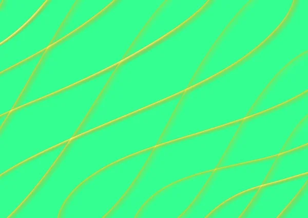 波状の渦の黄金の線を持つ抽象芸術の背景光緑の色 湾曲した黄色の流体リボンとシアンの背景 波のパターン 未来的な要素を持つモダンなグラフィックデザイン — ストック写真