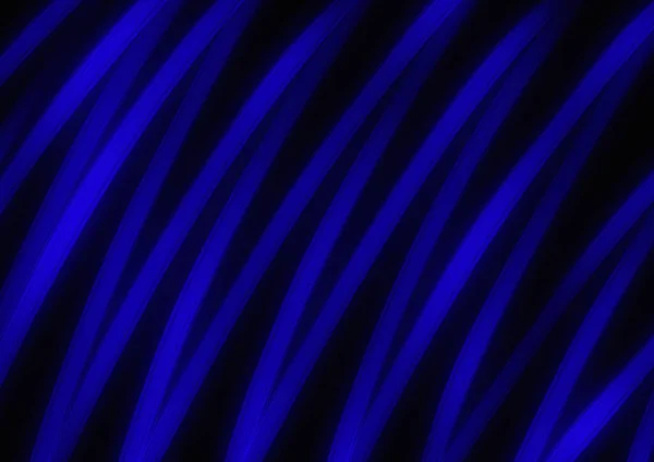 Arte Abstrata Fundo Cor Preta Com Linhas Néon Azul Ondulado — Fotografia de Stock