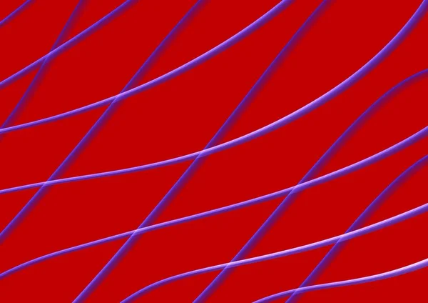 アブストラクトアートの背景波状の渦の青い線と明るい赤の色 曲線紫色の流体リボンで背景 波のパターン 未来的な要素を持つモダンなグラフィックデザイン — ストック写真