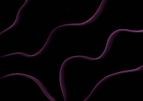 抽象艺术黑色背景波浪形紫色线条 回降与曲线流体紫色条纹华丽 波浪式带有未来派元素的现代平面设计 — 图库照片