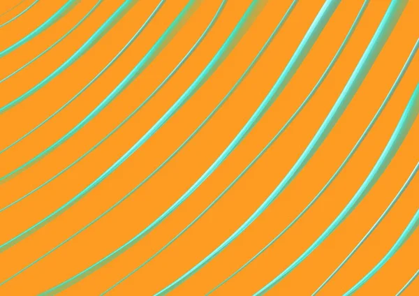 波状の渦の緑の線を持つ抽象芸術の背景明るい黄色 曲線シアン流体リボンでオレンジの背景 波のパターン 未来的な要素を持つモダンなグラフィックデザイン — ストック写真