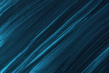 Soyut sanat arka planı neon mavi ve siyah renkler. Tuval üzerine suluboya boya boya, turkuaz vuruşlar ve sıçramalar. Kağıt üzerinde fırça darbesi desenli akrilik çizimler. Doku arkaplanı.