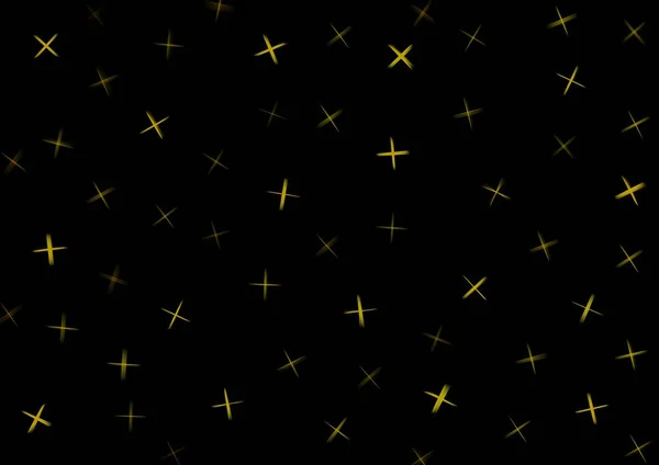 Arte Abstrato Fundo Preto Com Padrão Estrelas Douradas Flash Amarelo — Fotografia de Stock