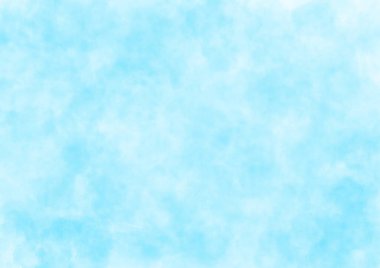 Soyut sanat arka planı açık mavi ve beyaz renkler. Gökyüzü gradyanı ile tuval üzerinde suluboya boya. Kağıt üzerinde bulut ve duman desenli bir sanat eseri. Doku arkaplanı, makro.