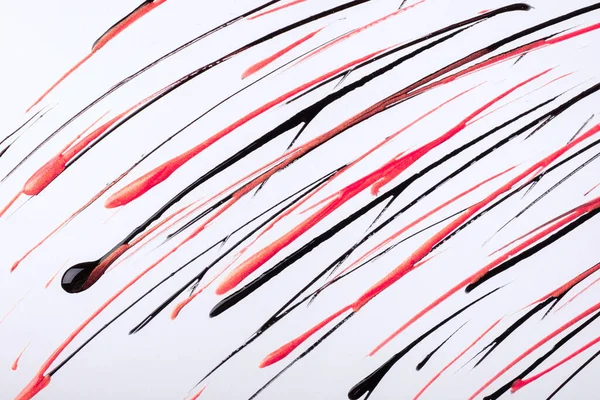 Delgadas Líneas Rojas Negras Salpicaduras Dibujadas Sobre Fondo Blanco Fondo —  Fotos de Stock
