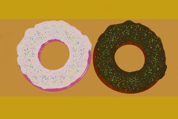 Donut Illustration. Design Bakery Glaze Cream Chocolate For Background.