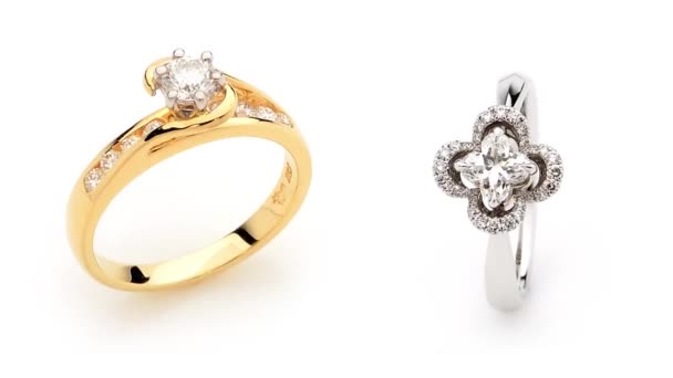 Animasi Render Dari Cincin Emas Dan Berlian Cincin Emas Dan — Stok Video