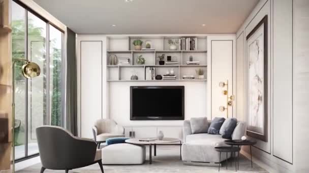 Luxuoso Design Interiores Gráficos Movimento Moderna Animação Design Interiores Render — Vídeo de Stock