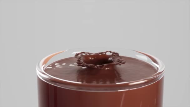 Chokladbollen Faller Chokladvätska Choklad Stänk Render Animation — Stockvideo
