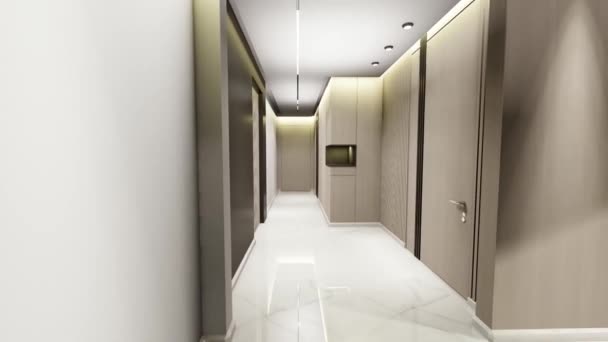 Visualizzazione Piccolo Corridoio Moderno Piccolo Corridoio Interior Design Campione Progettazione — Video Stock