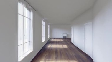 Modern ev dekorasyonunun 3 boyutlu görüntüsü. Lüks ev dekorasyonu, yatak, kanepe ve diğer ev aletleri. Mimari örnek tasarımı.