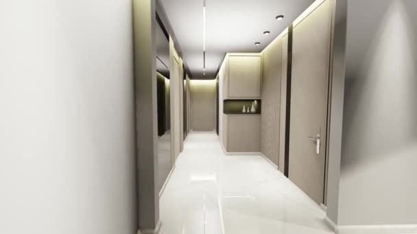 现代公寓入口的三维可视化 现代豪华公寓入口的运动图形 — 图库视频影像