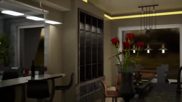 Salle Cuisine Moderne Design Intérieur Visualisation Luxueuse Cuisine Design Intérieur — Video