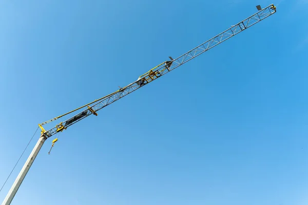 Yellow Crane Doing Work Moving Weights Construction Concept Construction Crafts — Stock Photo, Image