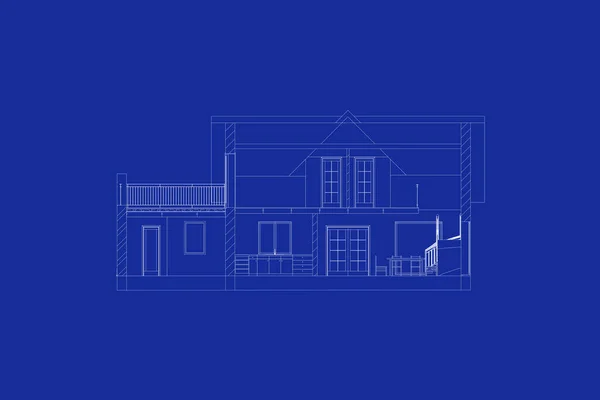 Архитектурный Современный Фон Поперечный Пригородный Дом Векторная Схема — стоковый вектор