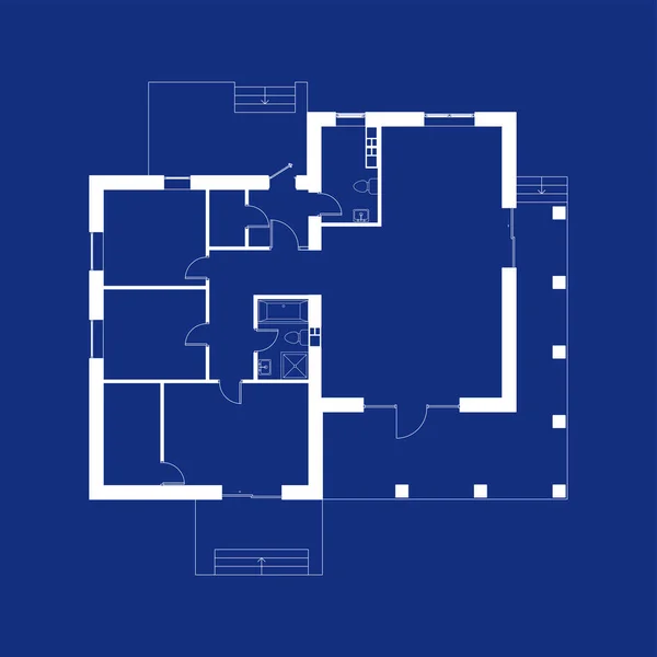 Plán Půdorysu Moderního Domu Vektorová Ilustrace Architektonické Zázemí — Stockový vektor