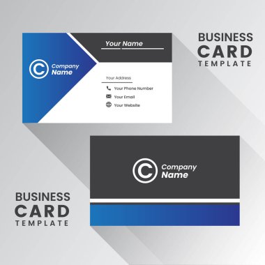 Mavi ve siyah Profesyonel iş ya da kartvizit tasarımının iki taraflı sunumu.