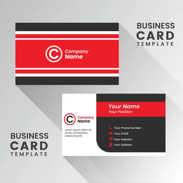 Σύγχρονη Κόκκινη Και Μαύρη Επαγγελματική Κάρτα Creative Clean Business Card — Διανυσματικό Αρχείο