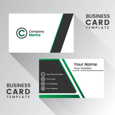 Kartvizit tasarımı. Çift taraflı kartvizit şablonu modern ve temiz.