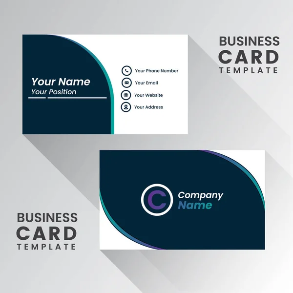 現代の創造的なビジネスカードと名前カード 水平シンプルなクリーンテンプレートベクトルデザイン 長方形のサイズのレイアウト — ストックベクタ