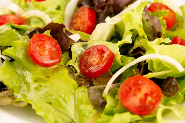 건강식 양상추 유기농 야채를 곁들인 닭고기와 건강에 샐러드 — 스톡 사진