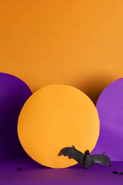 Halloween Bat Mockup Colorful Purple Orange Background Vertical — Stock Photo, Image