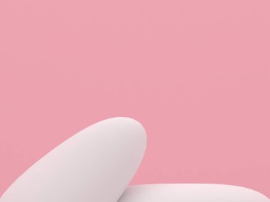 Beyaz taş podyum ürünleri en az 3D modelleme sergiliyor. Sahne önü pembe oda ve pembe arka plan podyum şekilli doğa. stand show kozmetik ürünü. Temel podyumda sahne gösterisi.