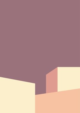 Geometrik mimari arka planı ton renk arkaplanı üzerinde minimum tasarımı var. Soyut modern duvar dekorasyonlu geometrik elementler. vektör illüstrasyonu