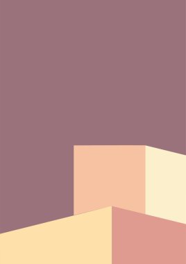 Geometrik mimari arka planı ton renk arkaplanı üzerinde minimum tasarımı var. Soyut modern duvar dekorasyonlu geometrik elementler. vektör illüstrasyonu