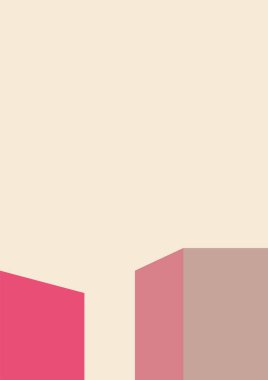 Geometrik mimari arka planı ton renk arkaplanı üzerinde minimum tasarımı var. Soyut modern duvar dekorasyonlu geometrik elementler. vektör illüstrasyonu