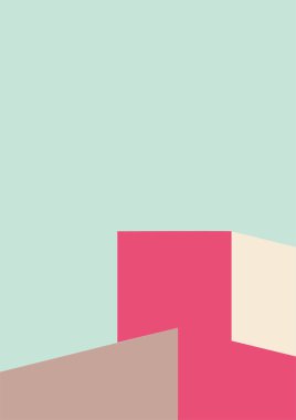 Geometrik mimari arka planı ton renk arkaplanı üzerinde minimum tasarımı var. Soyut modern duvar dekorasyonlu geometrik elementler. vektör illüstrasyonu