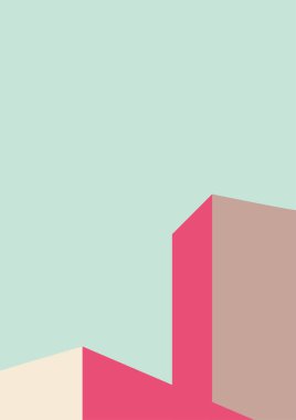 Geometrik mimari arka planı ton renk arkaplanı üzerinde minimum tasarımı var. Soyut modern duvar dekorasyonlu geometrik elementler. vektör illüstrasyonu