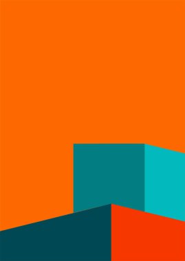 Geometrik mimari arka planı ton renk arkaplanı üzerinde minimum tasarımı var. Soyut modern duvar dekorasyonlu geometrik elementler. vektör illüstrasyonu