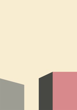 Geometrik mimari arka planı ton renk arkaplanı üzerinde minimum tasarımı var. Soyut modern duvar dekorasyonlu geometrik elementler. vektör illüstrasyonu