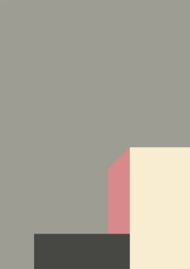 Geometrik mimari arka planı ton renk arkaplanı üzerinde minimum tasarımı var. Soyut modern duvar dekorasyonlu geometrik elementler. vektör illüstrasyonu