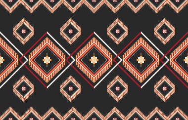 Geometrik etnik model kusursuz grafik. Tarz, renksiz, renksiz tekstil. Arkaplan, duvar kağıdı, kumaş, halı, süs, dekorasyon, giysi, Batik, ambalaj, Vektör illüstrasyonu için tasarım