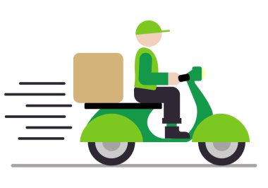 Scooter vektör simgesinde minimal yeşil dağıtım kuryesi