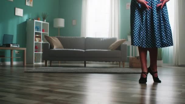 Woman Practices Dancing at Home — Stock Video