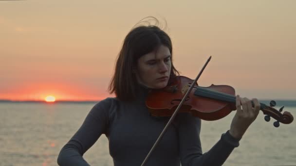 Talented Lady Is Playing Violin — Stock Video