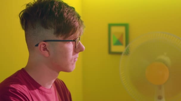 Jeune homme dans les lunettes travaille à l'ordinateur — Video