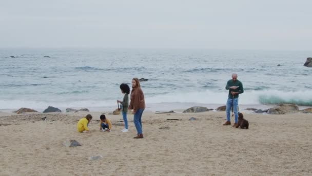 Giornata della famiglia all'Oceano Atlantico — Video Stock
