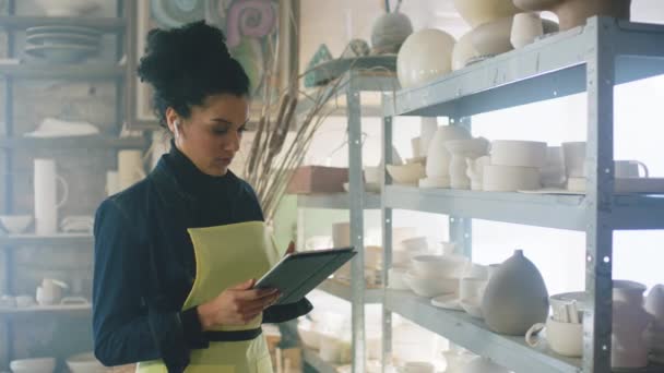 Mujer está completando pedido en línea — Vídeos de Stock