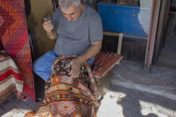 Bergama Izmir Turquía 2022 Tejido Alfombras Alfombra Tradicional Hecha Mano — Foto de Stock