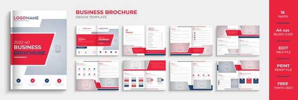 Page Business Company Profile Brochure Template Design Annual Report Corporate — Stock Vector