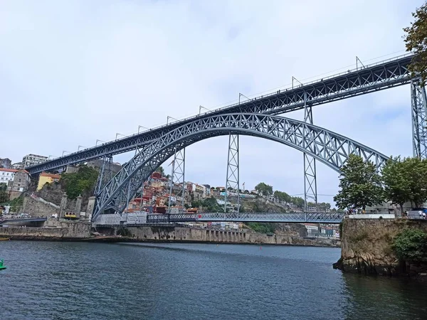 Luis Brücke Über Den Fluss Duero Der Stadt Porto Stahlkonstruktion — Stockfoto