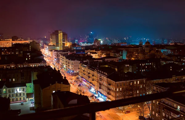 Paesaggio Urbano Kiev Notte — Foto Stock