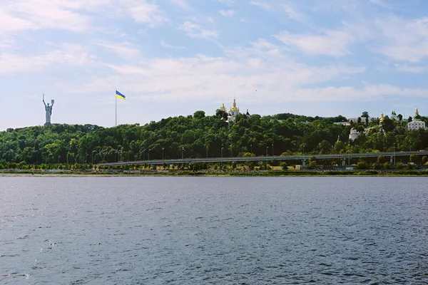 Kyiv Ukraine Septembre 2020 Paysage Urbain Depuis Eau Monument Mère — Photo