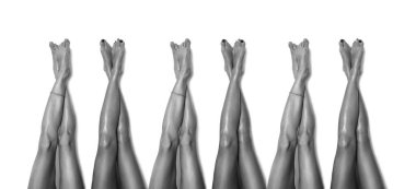 Group of beautiful, smooth women's legs after laser hair removal. Treatment, technology concept