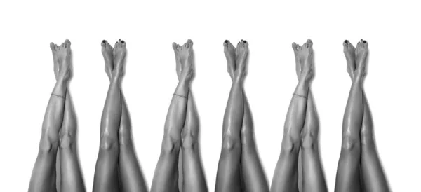 Ομάδα Όμορφων Λείων Γυναικείων Ποδιών Μετά Την Αφαίρεση Τρίχας Laser — Φωτογραφία Αρχείου